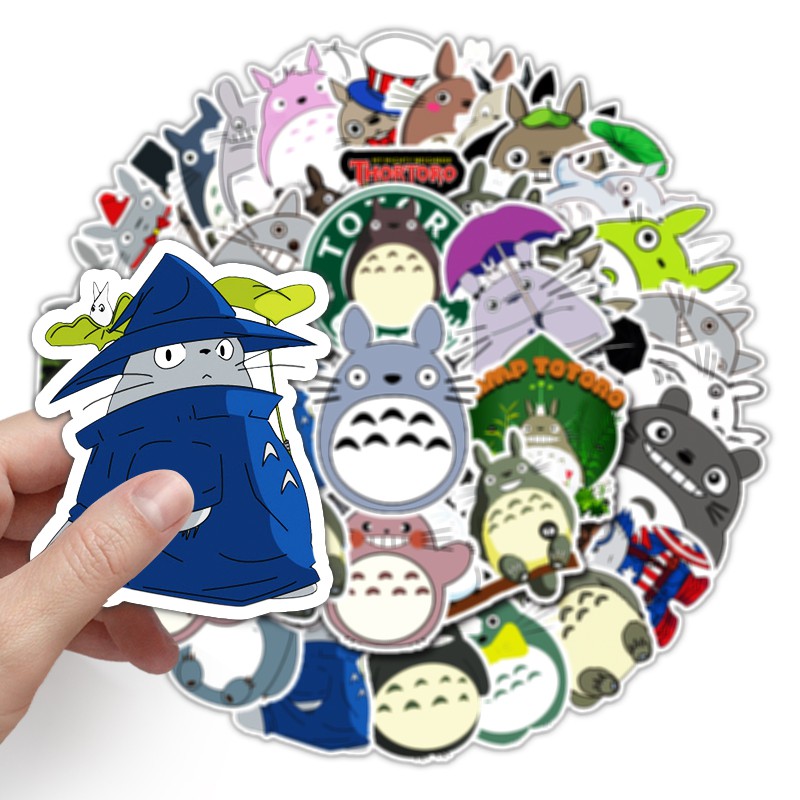 Bộ 50 miếng dán trang trí hình Totoro chống thấm nước xinh xắn