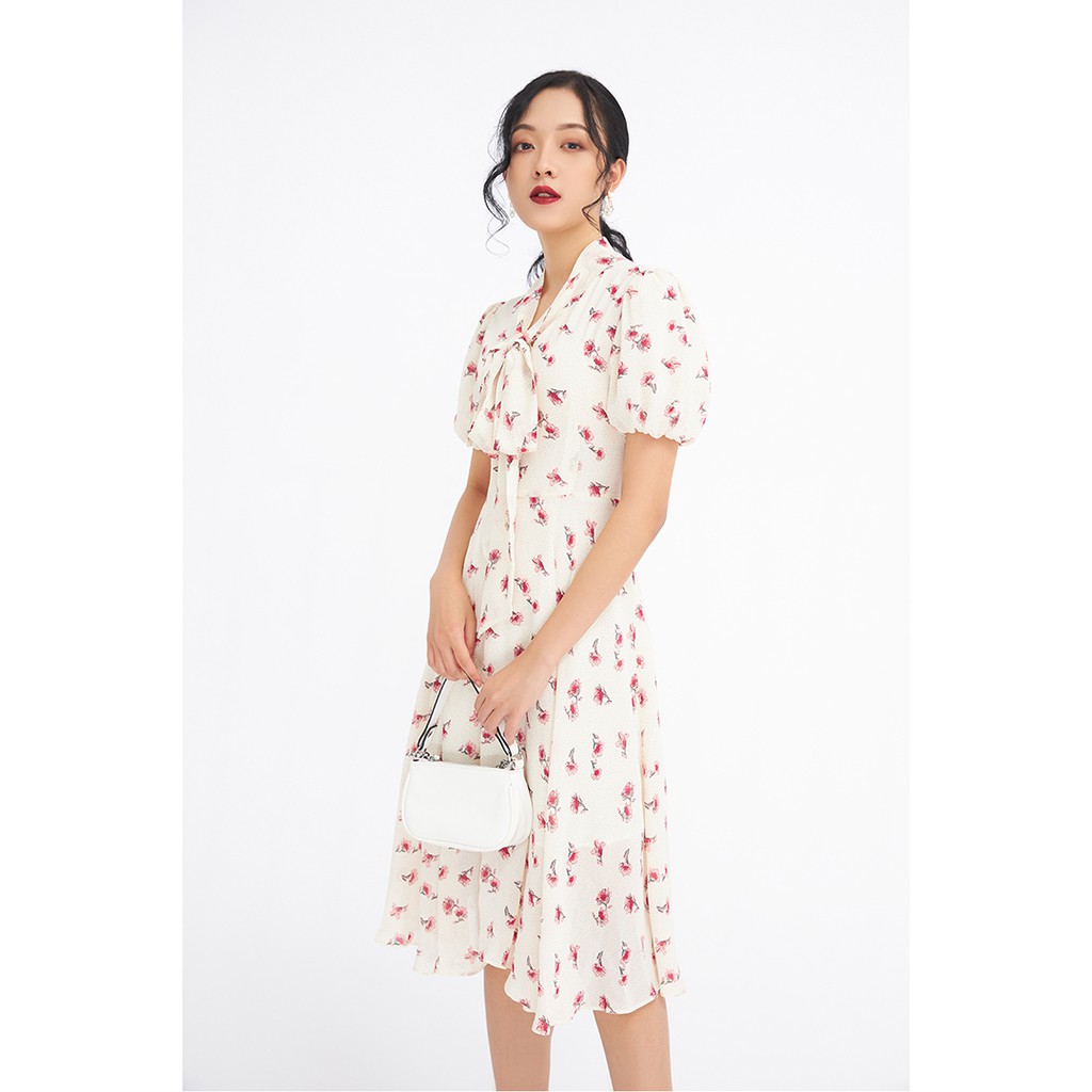 [Mã WABR0101 giảm 10% đơn 99K] Đầm ngắn tay bồng nơ cổ - 20Again - DDA0947 | BigBuy360 - bigbuy360.vn