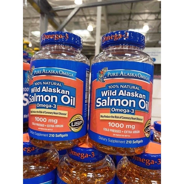 (Date 23 Mỹ) Viên uống dầu cá hồi Pure Alaska Omega-3 Wild Salmon Oil 1000mg hộp 210 viên | BigBuy360 - bigbuy360.vn