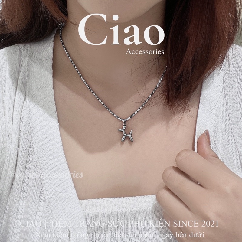 [HOẢ TỐC 1H] Dây chuyền/ Vòng cổ titan không gỉ thiết kế hoạ tiết trendy Bubble Puppy Ciao