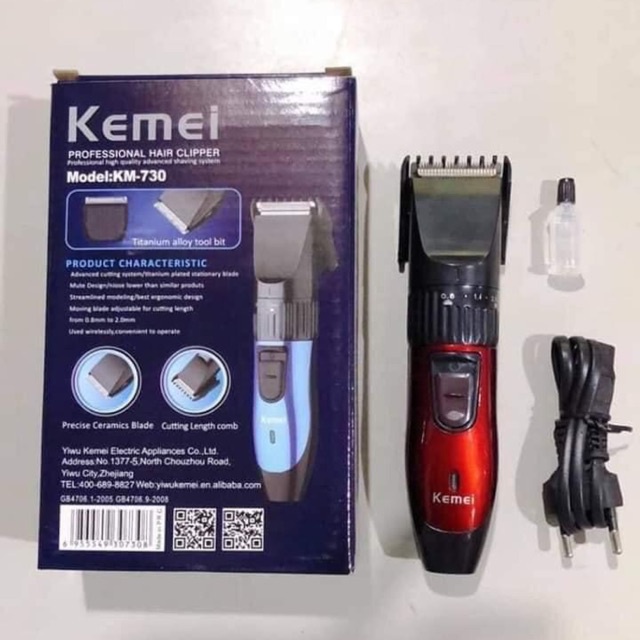 Tông đơ cắt tóc Kemei KM - 730 -  Máy Cắt Tóc Kemei Sạc Pin Siêu Nhỏ Gọn - LD121