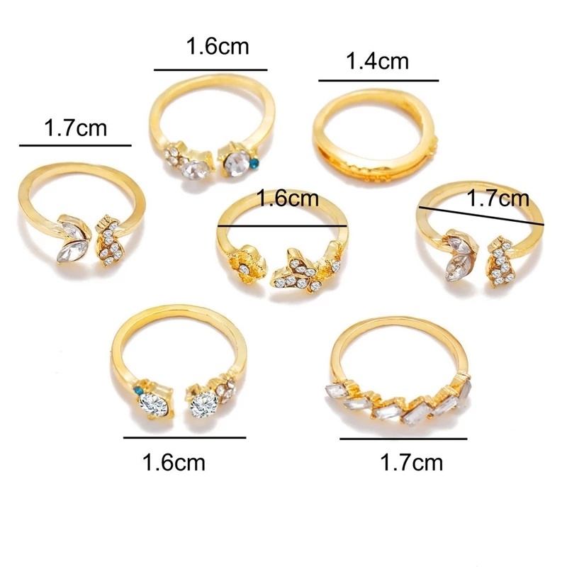 Set 7 Nhẫn Đeo Tay Phong Cách Bohemian Dành Cho Nữ