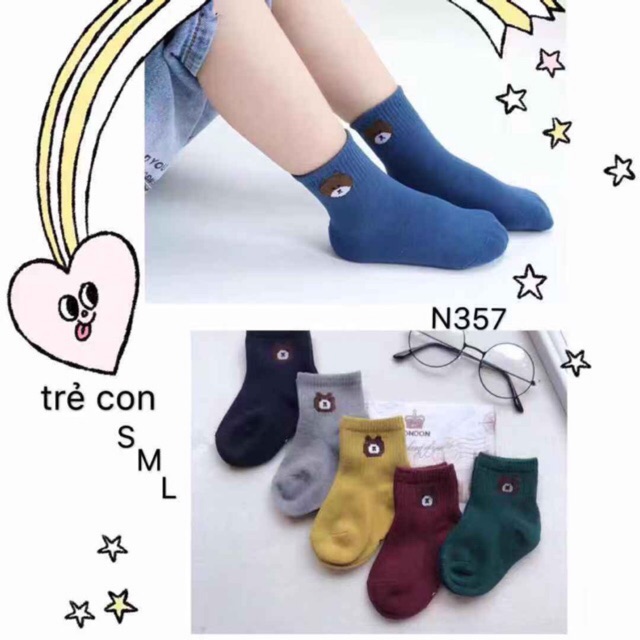 Tất trẻ em gấu cotton đẹp 𝑭𝑹𝑬𝑬𝑺𝑯𝑰𝑷Tất bé trai, tất bé gái, tất gấu siêu đẹp cho bé