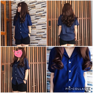 Áo Sơ mi oversize cổ vest tay ngắn