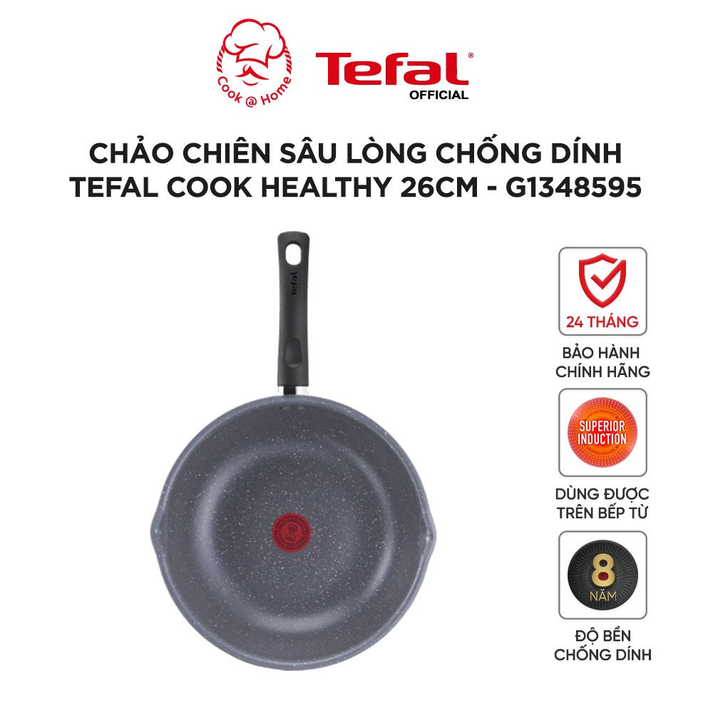 Chảo chiên chống dính sâu lòng đế từ Tefal Cook Healthy G1348495-G1348595-G1348695