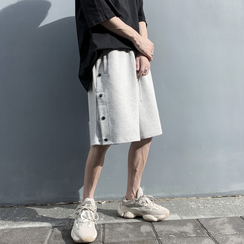 Quần Short Cotton Cột Dây Phối Nút Phong Cách Đường Phố Mỹ Cá Tính Mi