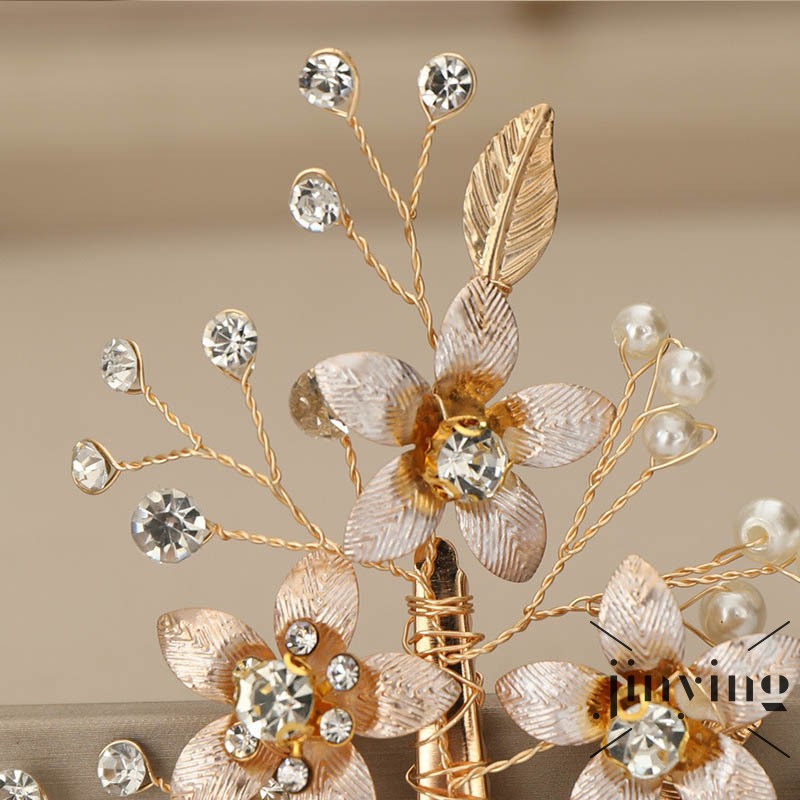 GETNOIVAS Ghim cài tóc hình hoa đính kim cương giả thời trang sang trọng cho nữ