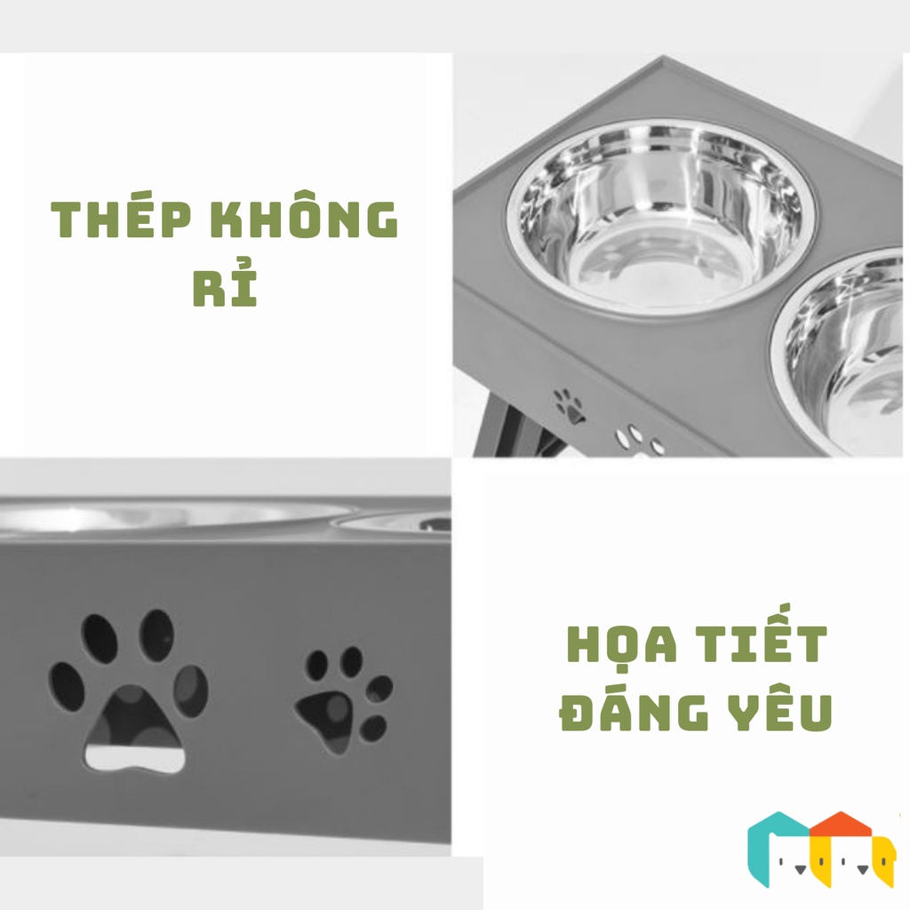 [Đ𝐮̉ 𝐬𝐢𝐳𝐞] Hipidog Bộ Bát ăn với giá nâng thép chống gỉ có thể điều chỉnh độ cao cho chó size bé và lớn