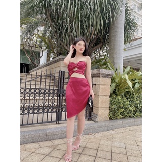 đầm xoắn tà xéo