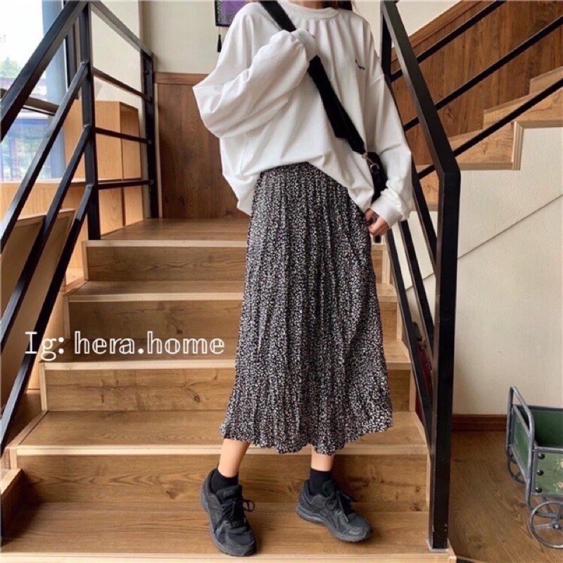 ♥️ Chân váy hoa nhí nhún vintage ♥️