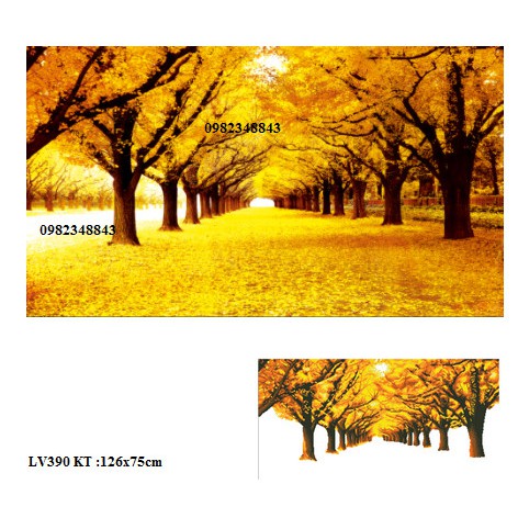 Tranh đính đá hàng cây vàng KT:126x75cm. Tranh gắn đá tự làm.