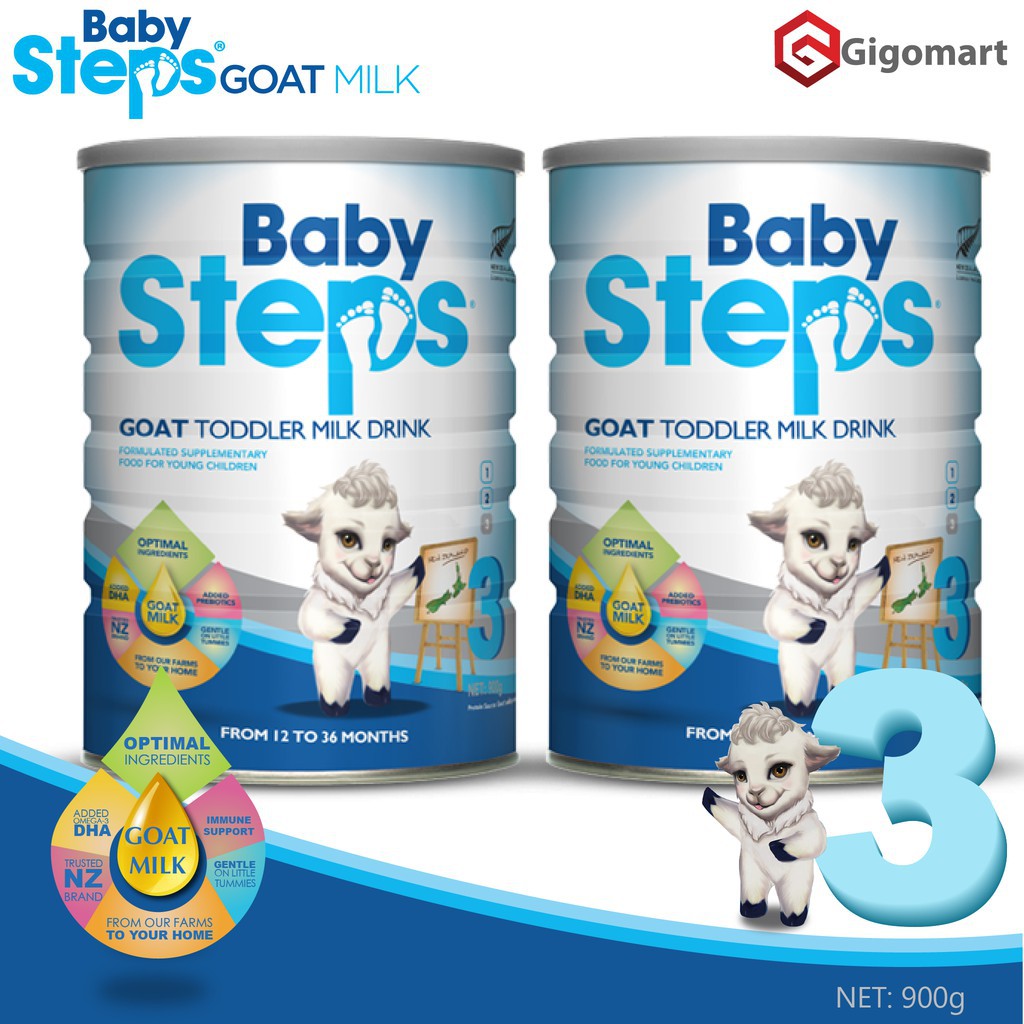 Sữa dê công thức Baby Steps số 1,2,3 Newzealand lon 900g date T1, T2/2022