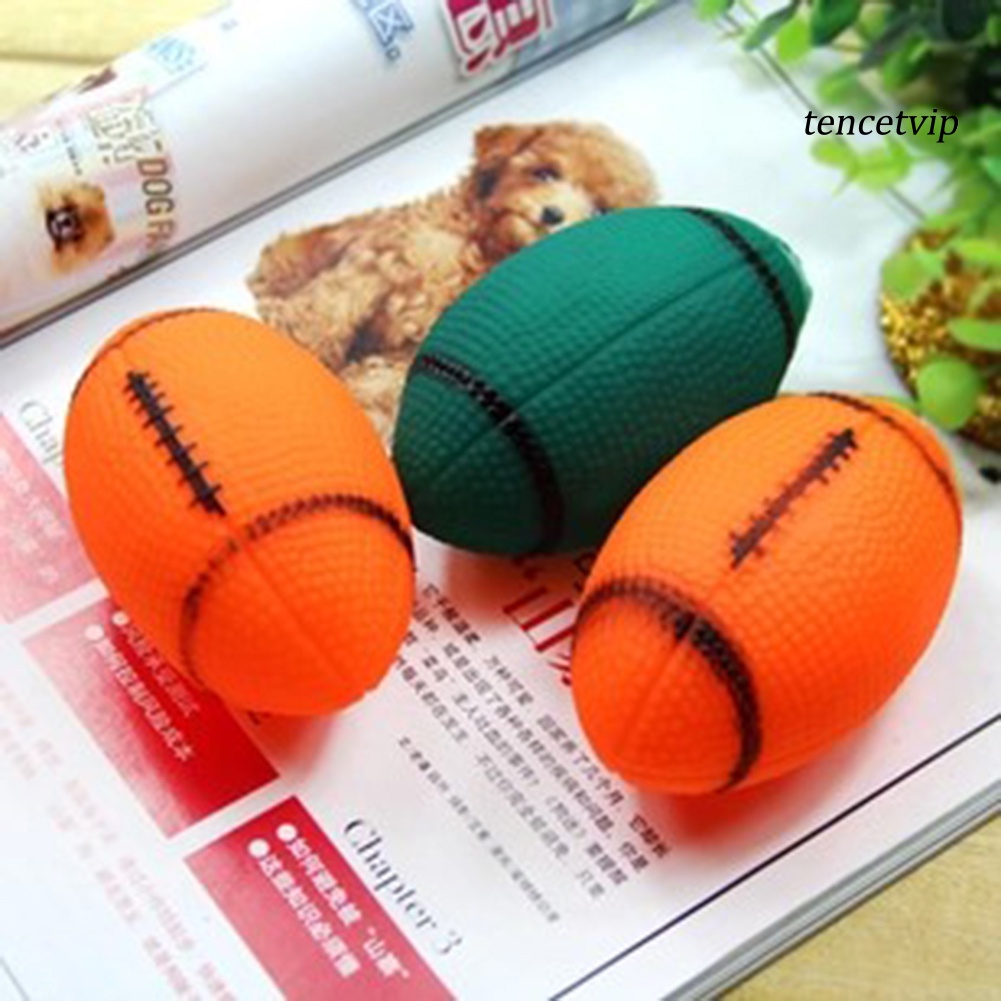 [Vip]Pet Puppy Chew Bite Rugby Ball Squeaker Squeaky Training Sound Toy Dog Gift