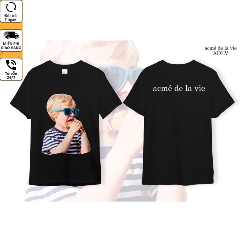 [Ảnh thật+video] Áo thun ADLV nam nữ in hình bé ăn kem chất liệu cotton cao cấp