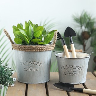 Handmade Gai Dây Thiếc Thùng Sắt Thịt Hoa Nồi Hoa Xô Ảnh Đạo Cụ