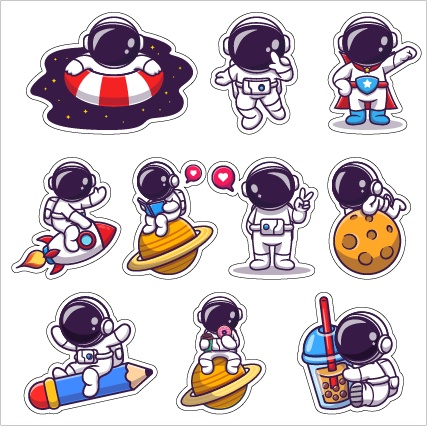 Bộ 10 Sticker ủi - Tem Ủi Nhiệt hình SPace dễ thương - Ủi áo - ủi balo - ủi nón