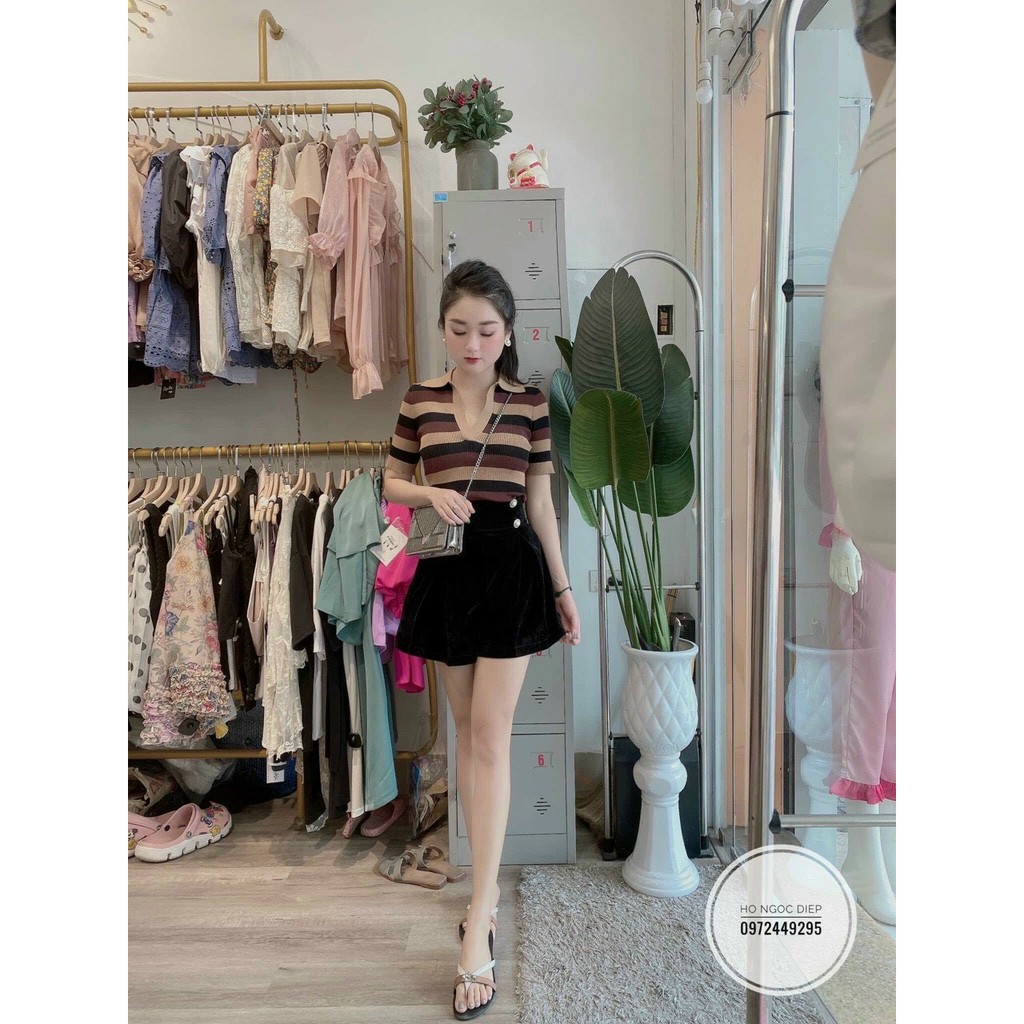 AN57 - ÁO LEN KẺ CỔ ĐỨC 2 MÀU HÀNG QCCC NỮ | BigBuy360 - bigbuy360.vn