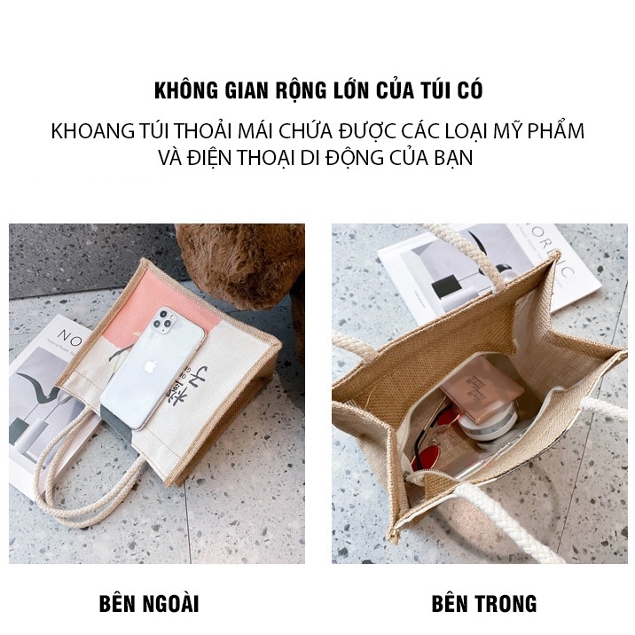 Túi Canvas Đi Làm Đi Chơi Dễ Thương Nhiều Hoạ Tiết Dành Cho Nữ Size 20x22x13cm