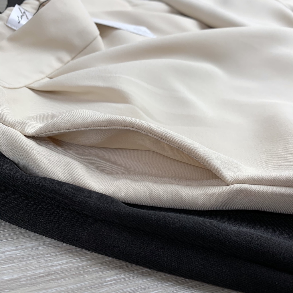 Quần ống rộng nữ lưng cao [Linly Store] Chất trượt hàn mềm mịn, dáng suông dài, khóa sườn – Q-S1