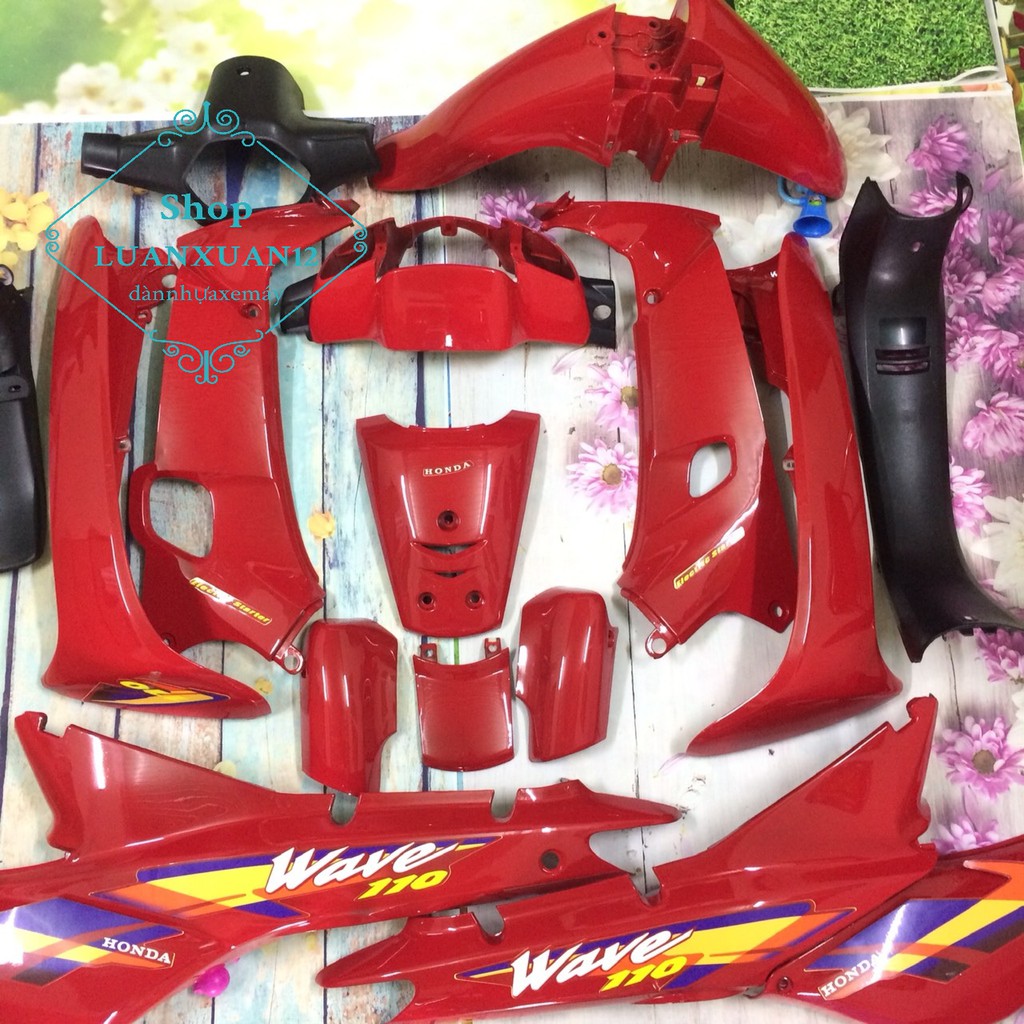 Dàn áo xe Wave thái Màu ĐỎ CỜ  -Wave zx   Wave 1 bóng   ,Wave 110 ,nhựa ABS cao cấp