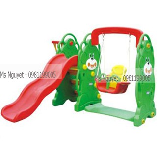 Bộ cầu trượt xích đu 3 in 1 con gấu