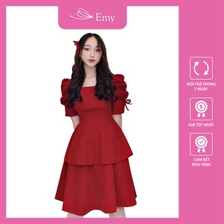 Đầm nữ cổ vuông tay bồng dáng xòe xinh Thời Trang Emy K3