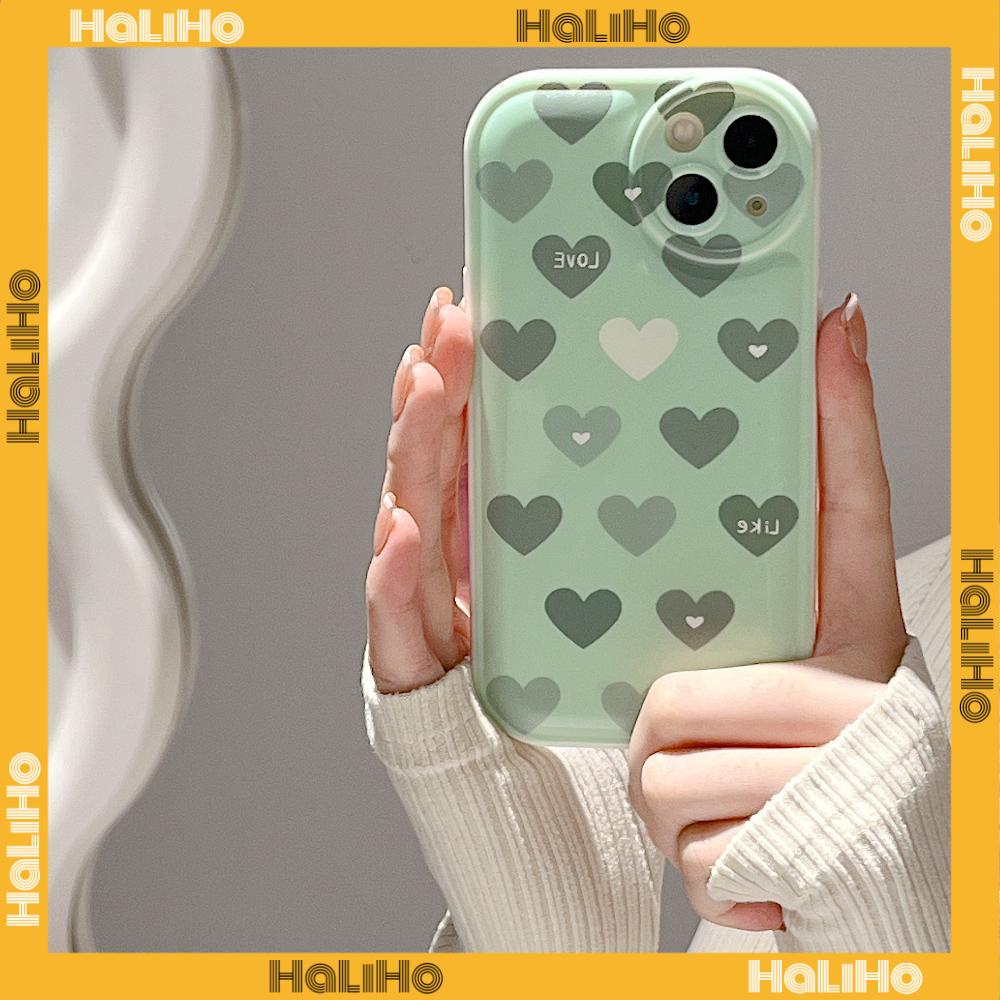 iPhone Case TPU Silicone Soft Case Airbag Shockproof Protection Camera Green Heart Compatible For iPhone 11 Pro Max 13 Pro Max 12 Pro Max 7Plus xr XS Max