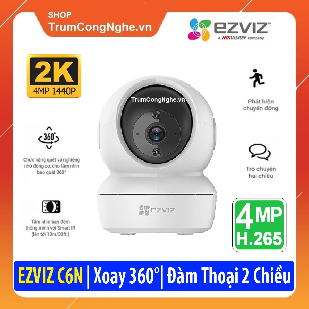 Camera Wifi EZVIZ C6N 4MP 2K 1440P Siêu Nét, Xoay 360°, Đàm Thoại 2 Chiều | BigBuy360 - bigbuy360.vn