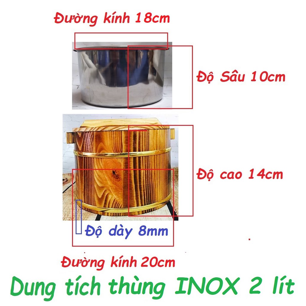 Thùng GỖ làm TÀU HỦ, THỐ ĐỰNG CƠM vỏ thùng GỖ ruột INOX. Dụng cụ dùng