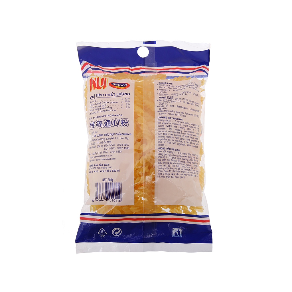 Nui xoắn Safoco gói 300g
