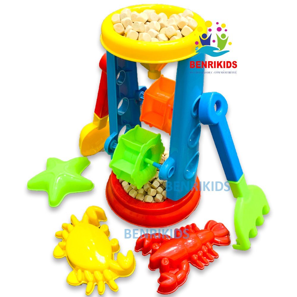 Đồ Chơi Thông Minh - Bộ Đồ Chơi Xúc Cát Bãi Biển, Hạt Gỗ Kèm Nhiều Khung Hình Sinh Vật Biển Ngộ Nghĩnh Khác Nhau Cho Bé