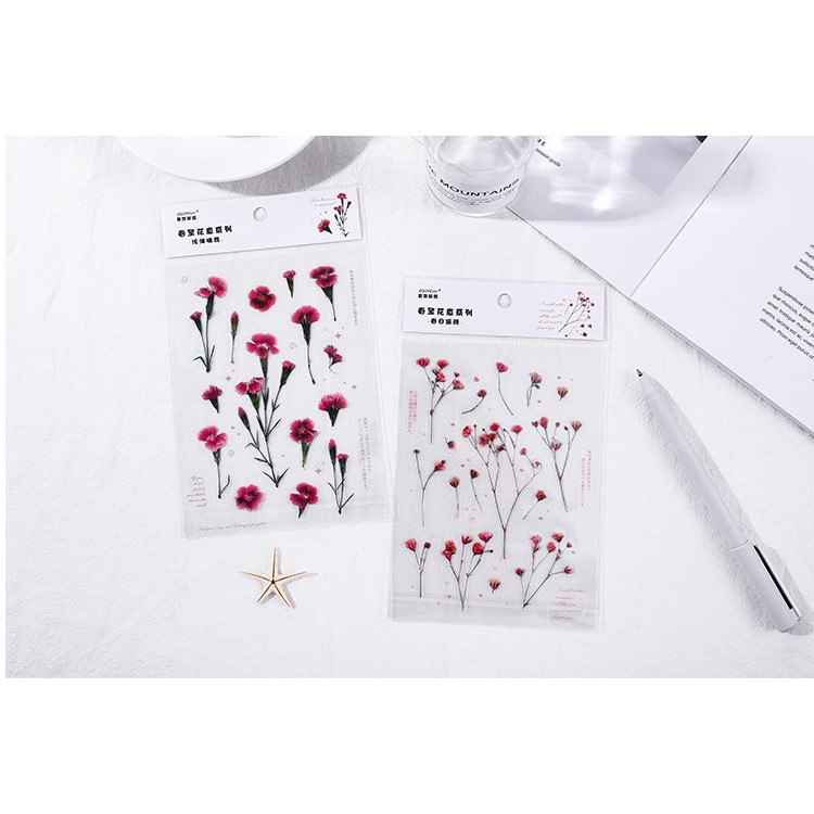 Sticker hoa vintage trong hình dán trang trí sổ tay bullet journal dụng cụ dán planner PRESS FLOWER