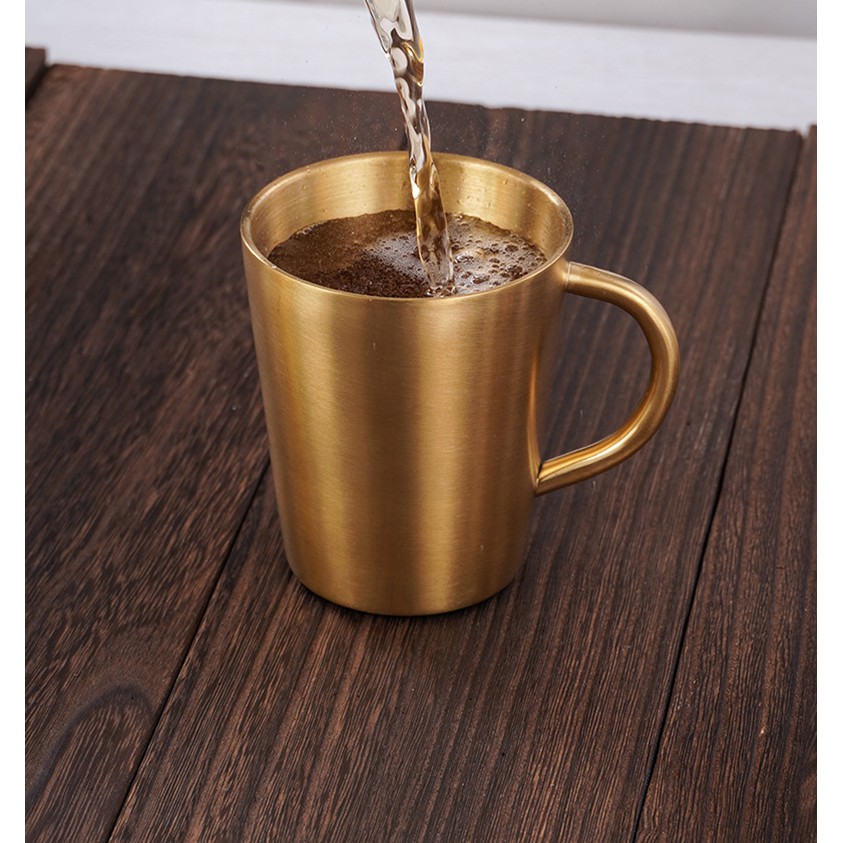 Cốc Uống Nước Inox Màu Vàng Giữ Nhiệt, Ly Inox Uống Nước Giữ Nhiệt Bằng Inox 304,An Toàn Cho Sức Khỏe,Dùng Uống Cafe Trà