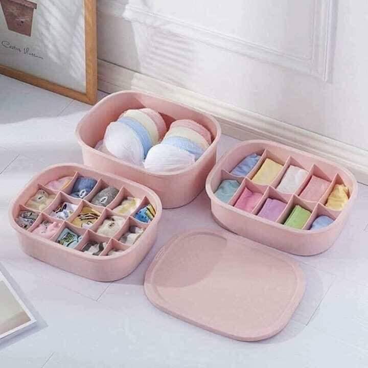 SET 3 HỘP NHỰA ĐỰNG ĐỒ LÓT CHIA NGĂN TIỆN DỤNG