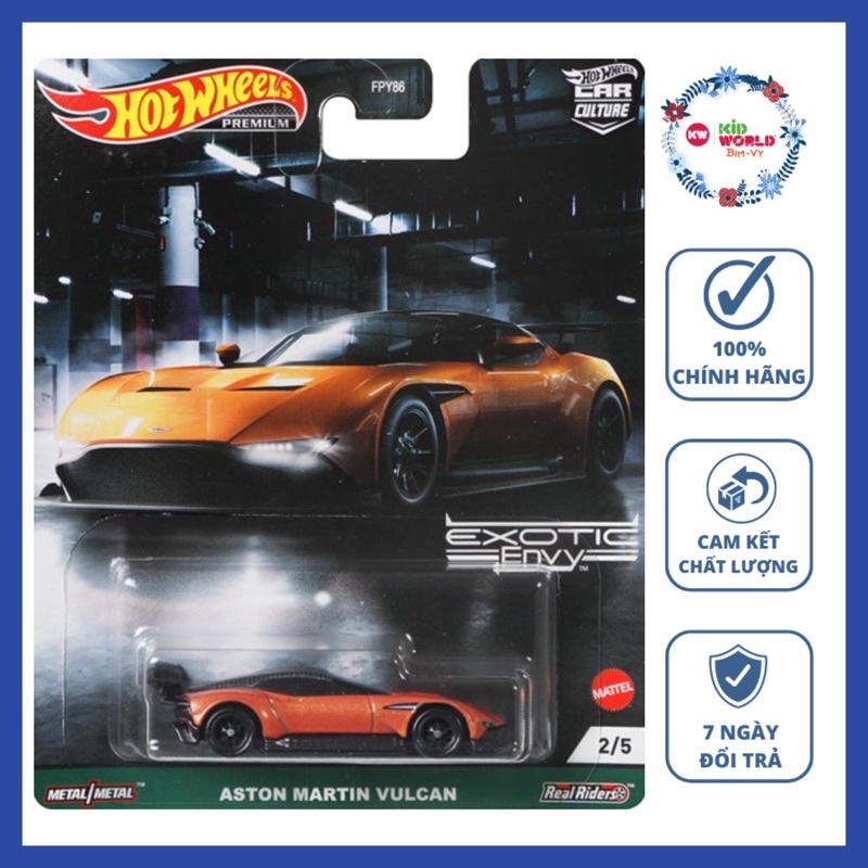 Xe mô hình Hot Wheels Premium Car Culture Exotic Envy Aston Martin Vulcan GRJ77, bánh cao su.