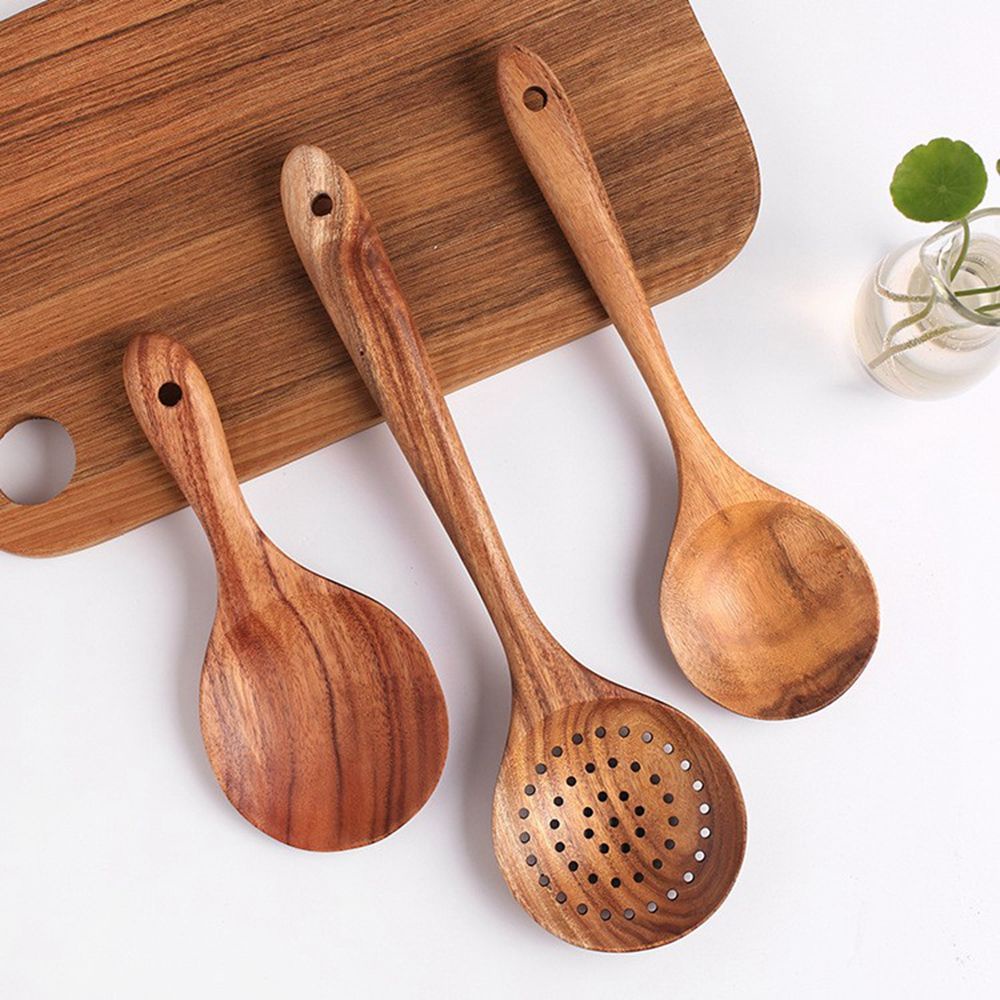 Muỗng nhà bếp SJJL bằng gỗ chống dính tiện dụng