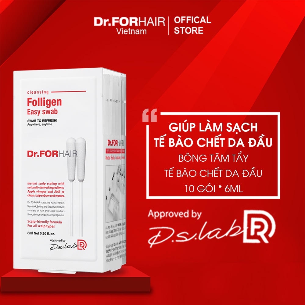 Tẩy tế bào chết da đầu, bông tẩy tế bào chết, làm sạch da đầu Dr.ForHair Folligen easy swab cleansing 6ml