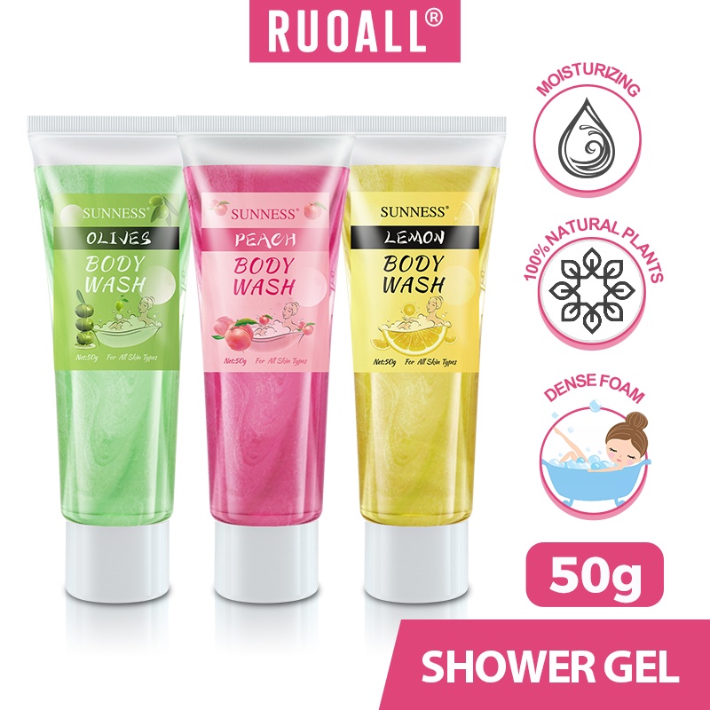 Sữa tắm Ruoall dưỡng da làm sáng dịu da với thành phần trái cây 50ml