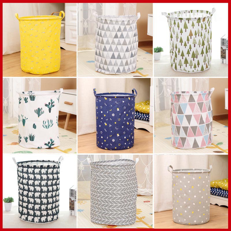 Sọt vải đựng đồ quần áo, giỏ vải tròn đựng đồ chơi trẻ em chất liệu chống thấm FAMILY86