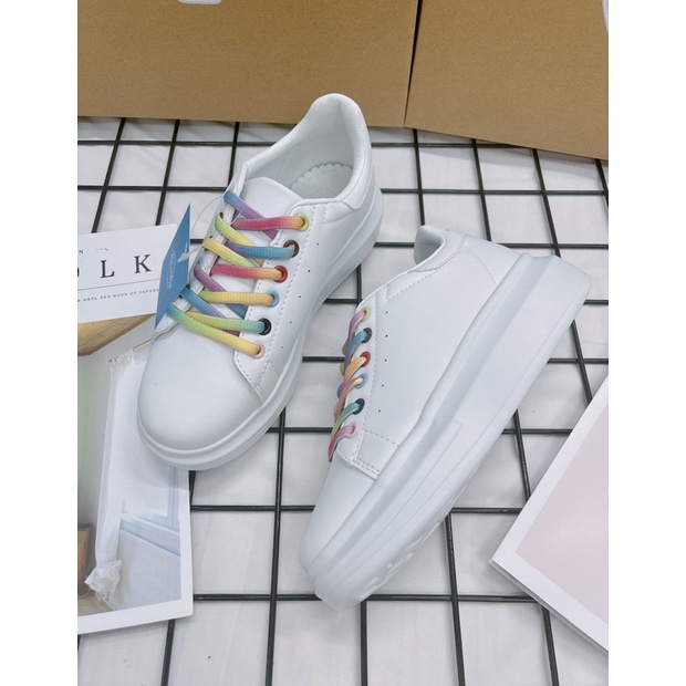 [CHÍNH HÃNG] GIÀY THỂ THAO DOMBA RAINBOW DÂY 7 MÀU GÓT DA TRẮNG - DOMBA HIGH POINT RAINBOW H-9120 - FULLBOX CÓ SẴN