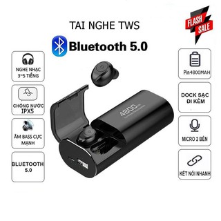 Tai Nghe Bluetooth 5.0 Amoi F270 PRO TWS NÚT BẤM - Cốc Sạc Kiêm Sạc Dự Phòng Cho Điện Thoại