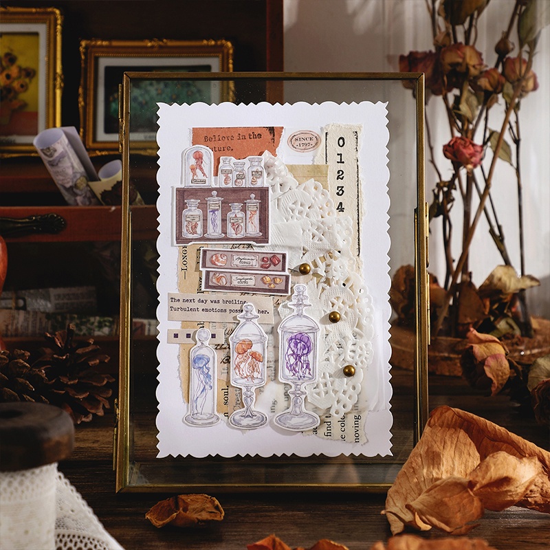 Cuộn Băng Keo Washi 80 * 350mm In Họa Tiết Phong Cách Vintage Trang Trí Sổ Tay