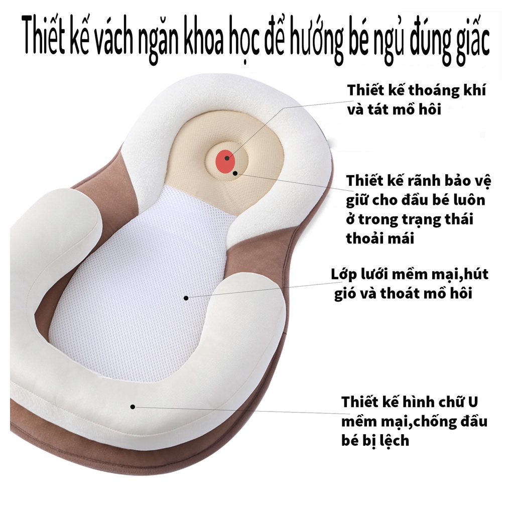 Đệm ngủ đúng tư thế cho bé chống méo đầu giúp bé ngủ ngoan chống giật mình