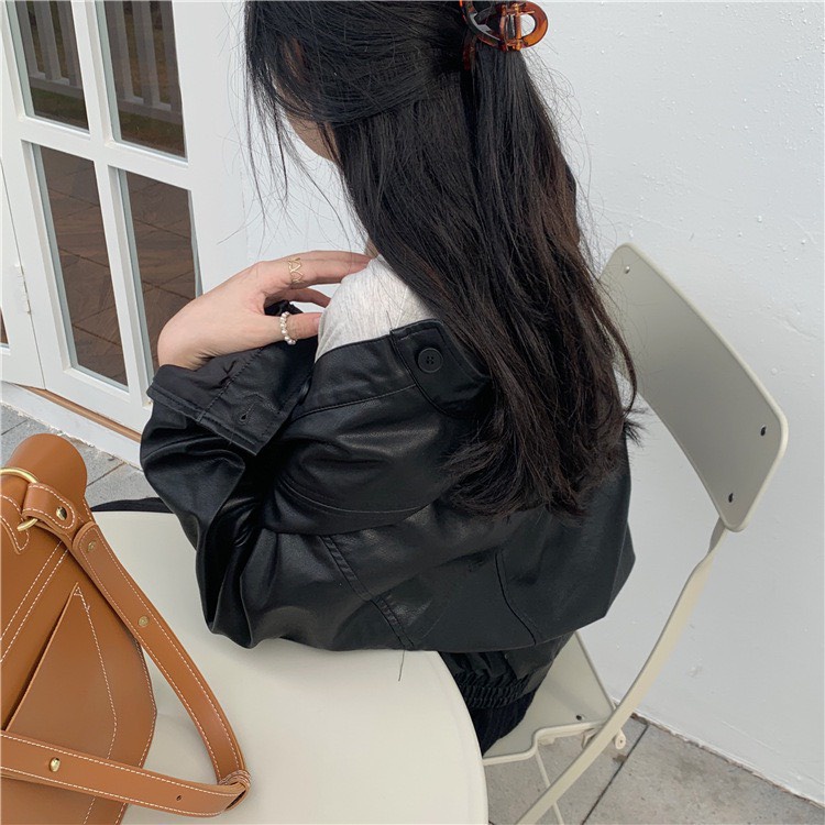 Áo da khoác ngoài cá tính năng động mềm mịn oversize dành cho nữ PHULA