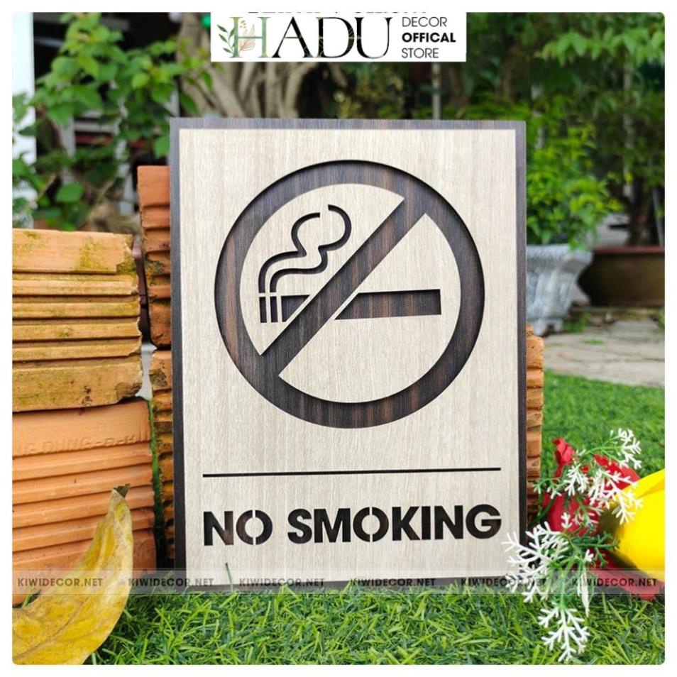 Bảng Gỗ Cấm Hút Thuốc - Bảng cấm No Smoking - HaduDecor