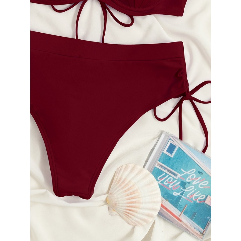 Mới Bộ Đồ Bơi Hai Mảnh Màu Trơn Kiểu Nàng Tiên Cá Quyến Rũ