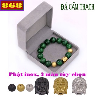 Vòng tay phong thủy Như lai inox vàng kèm 2 bi vàng - Chuỗi đá 14 ly VCTXDNLVHB14 - Chuỗi tay Size lớn