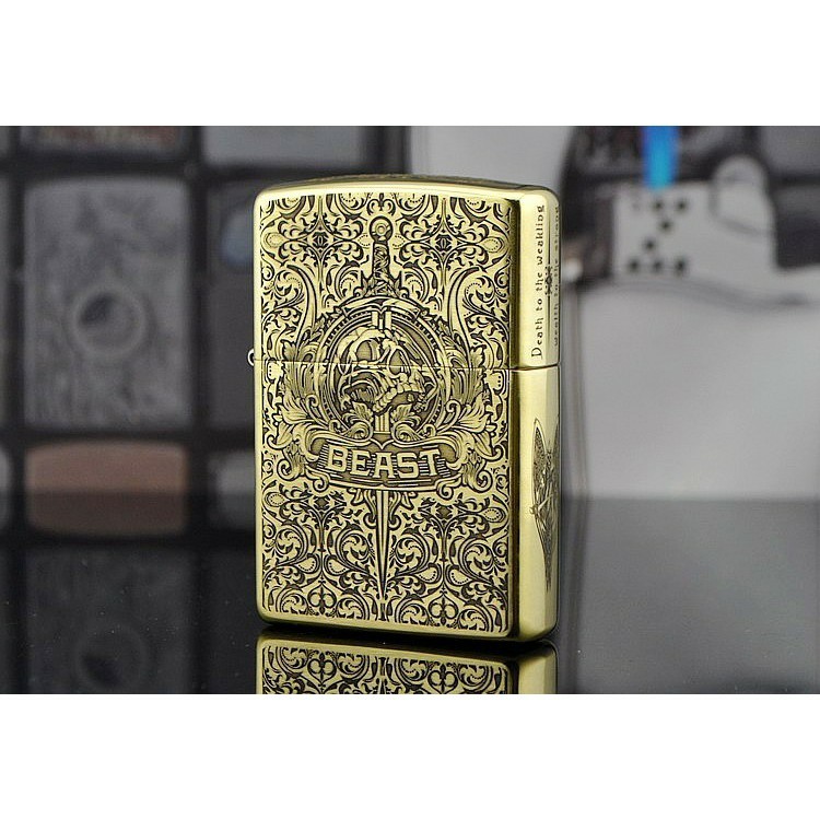 Bật Lửa Zippo Đồng Nguyên Khối Họa Tiết Best