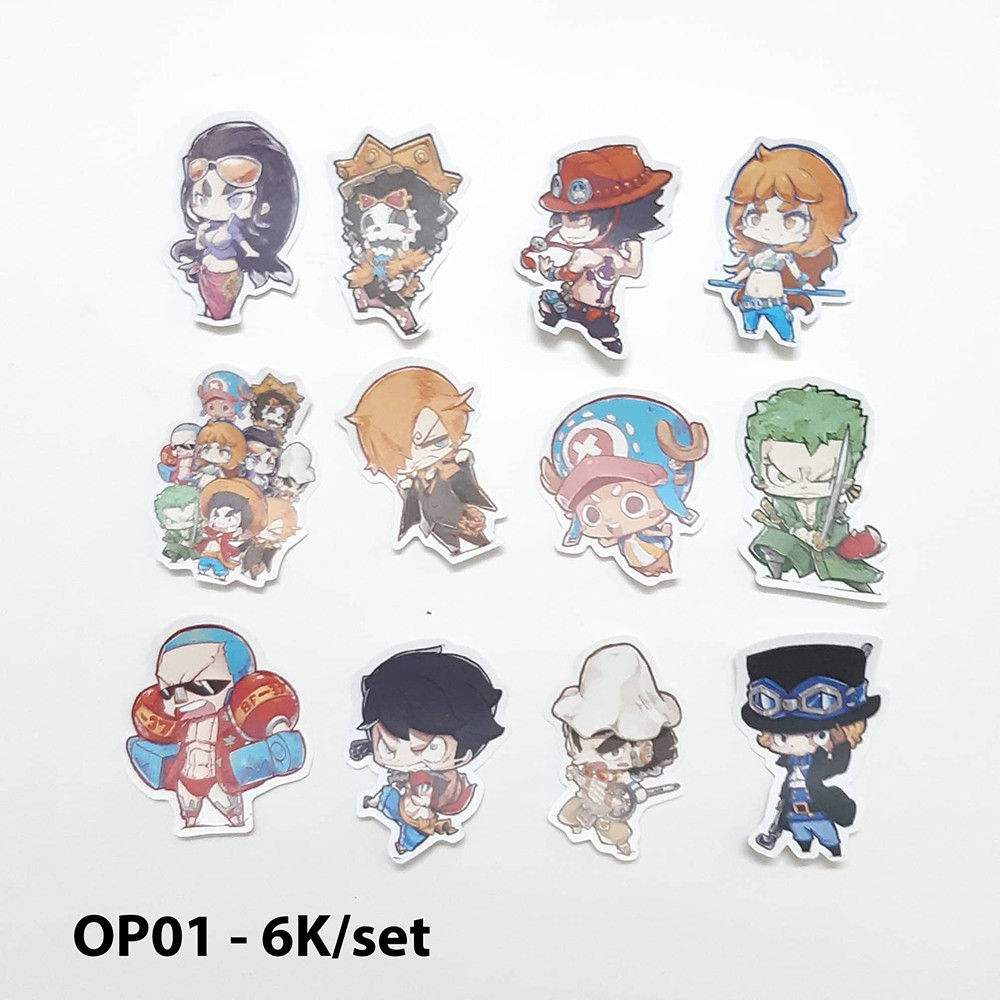 Sticker nhám onepiece  dán trang trí planer, scrapbook,.... size nhỏ 3-5cm