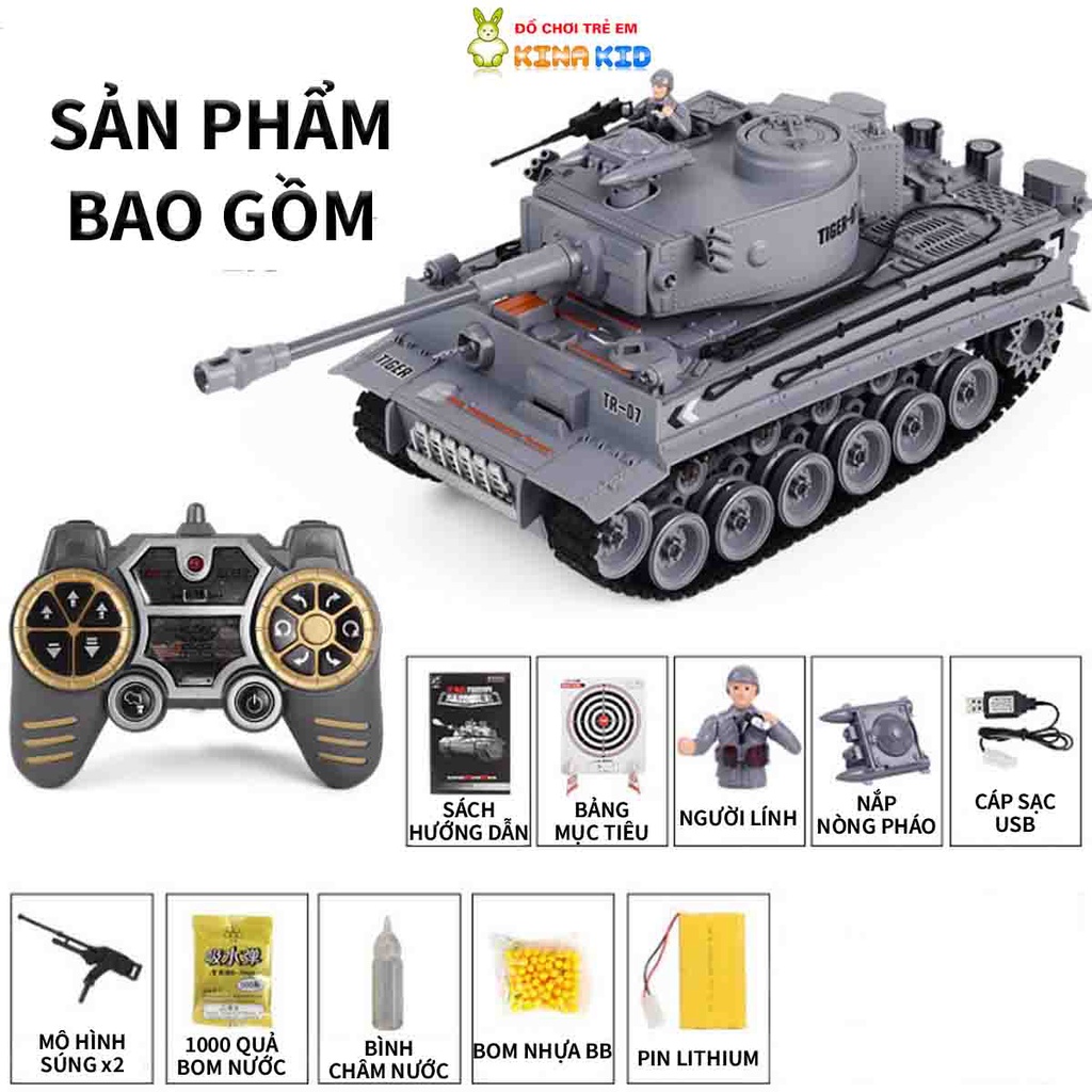 Xe Tăng Điều Khiển Từ Xa Cỡ Lớn Tiger Đức, Leopard 2A6, M1A2 Mỹ, 99G China, Phóng Hạt Nước Và Phun Khói Siêu Ngầu
